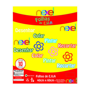 Placa de EVA Liso Nexel 40 x 60 cm Amarelo - Pacote com 10 unidade
