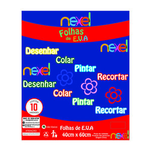 Placa de EVA Liso Nexel 40 x 60 cm Azul- Pacote com 10 unidade