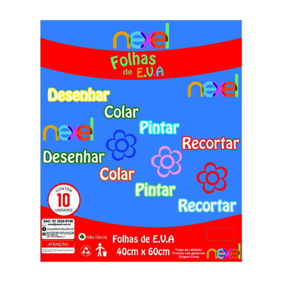 Placa de EVA Liso Nexel 40 x 60 cm Azul Bebê- Pacote com 10 unidade