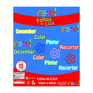 Placa de EVA Liso Nexel 40 x 60 cm Azul Bebê- Pacote com 10 unidade