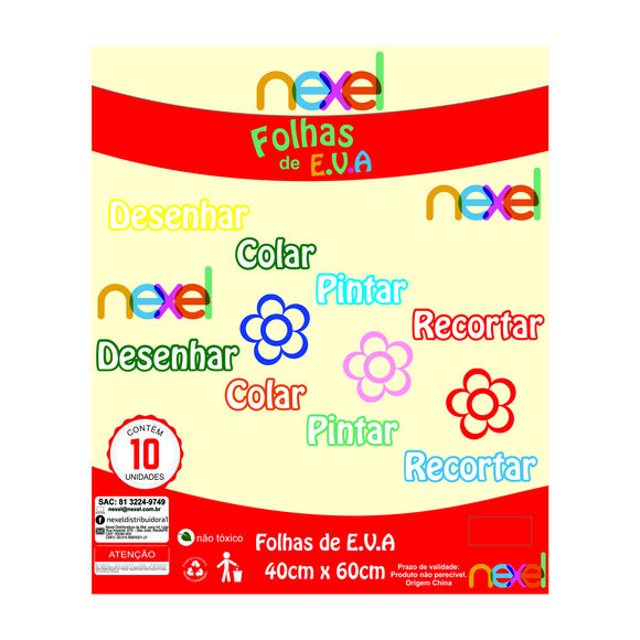 Placa de EVA Liso Nexel 40 x 60 cm Pele- Pacote com 10 unidade