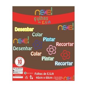 Placa de EVA Liso Nexel 40 x 60 cm Marrom- Pacote com 10 unidade