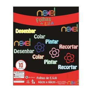 Placa de EVA Liso Nexel 40 x 60 cm Preto- Pacote com 10 unidade