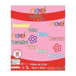 Placa de EVA Liso Nexel 40 x 60 cm Rosa - Pacote com 10 unidade