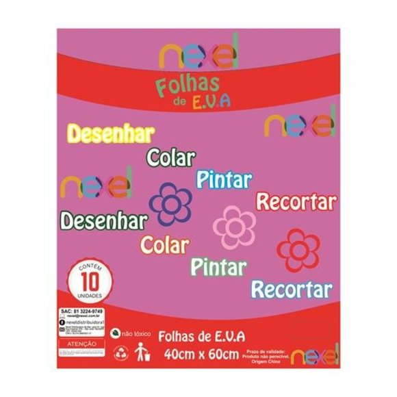 Placa de EVA Liso Nexel 40 x 60 cm Rosa Pink - Pacote com 10 unidade