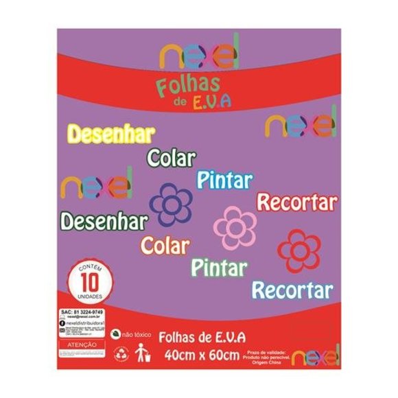 Placa de EVA Liso Nexel 40 x 60 cm Roxo Claro - Pacote com 10 unidade