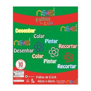 Placa de EVA Liso Nexel 40 x 60 cm Verde - Pacote com 10 unidade