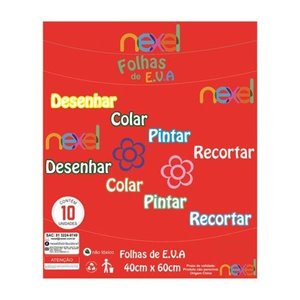 Placa de EVA Liso Nexel 40 x 60 cm Vermelho - Pacote com 10 unidade