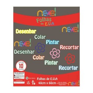 Placa de EVA Liso Nexel 40 x 60 cm Cinza - Pacote com 10 unidade