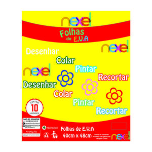Placa de EVA Liso Nexel 40 x 48 cm Amarelo - Pacote com 10 unidade
