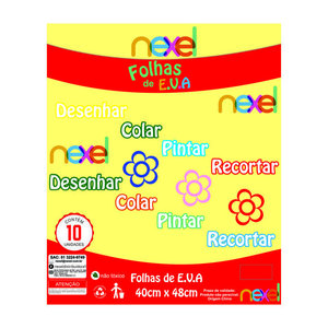 Placa de EVA Liso Nexel 40 x 48 cm Amarelo Bebê - Pacote com 10 unidade