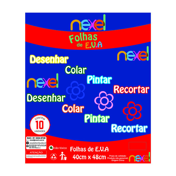 Placa de EVA Liso Nexel 40 x 48 cm Azul - Pacote com 10 unidade