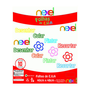 Placa de EVA Liso Nexel 40 x 48 cm Branco - Pacote com 10 unidade