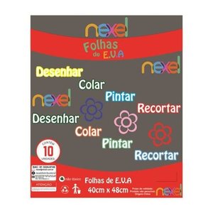 Placa de EVA Liso Nexel 40 x 48 cm Cinza - Pacote com 10 unidade