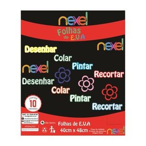 Placa de EVA Liso Nexel 40 x 48 cm Preto - Pacote com 10 unidade