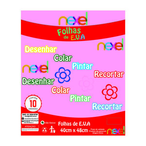 Placa de EVA Liso Nexel 40 x 48 cm Rosa - Pacote com 10 unidade