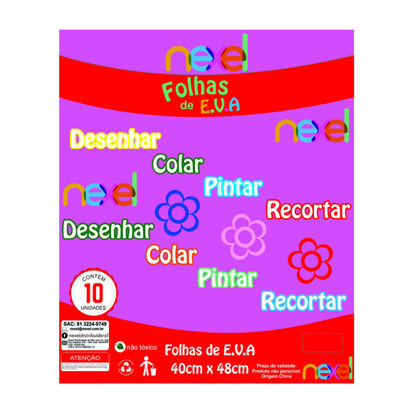 Placa de EVA Liso Nexel 40 x 48 cm Rosa Pink - Pacote com 10 unidade