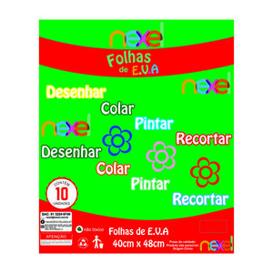 Placa de EVA Liso Nexel 40 x 48 cm Verde - Pacote com 10 unidade