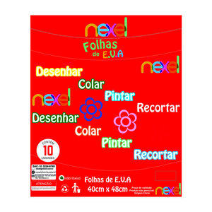 Placa de EVA Liso Nexel 40 x 48 cm Vermelho - Pacote com 10 unidade