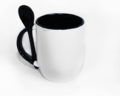 Caneca C\Colher preta de porcelana 325ml
